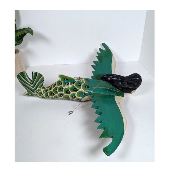 Flying Winged Dewi Sri Goddess Mobile Spirit Chaser Carved Wood Bali Art Vintage - Picture 7 of 9